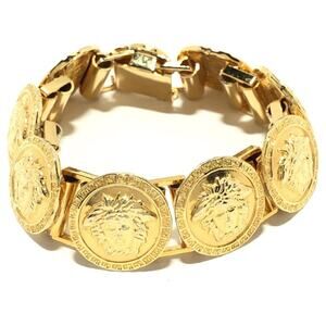 60. Iconic 1990s Gianni Versace Gold-Tone Medusa Charm Bracelet